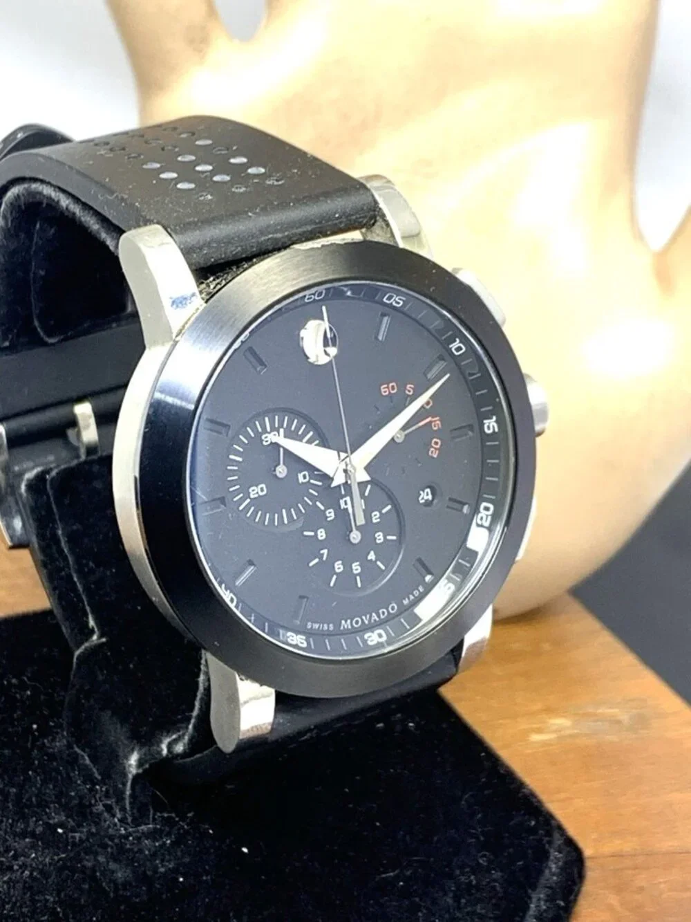 Movado Men's Watch 0606545 Museum Swiss Quartz Chronograph Black Rubber 44mm
